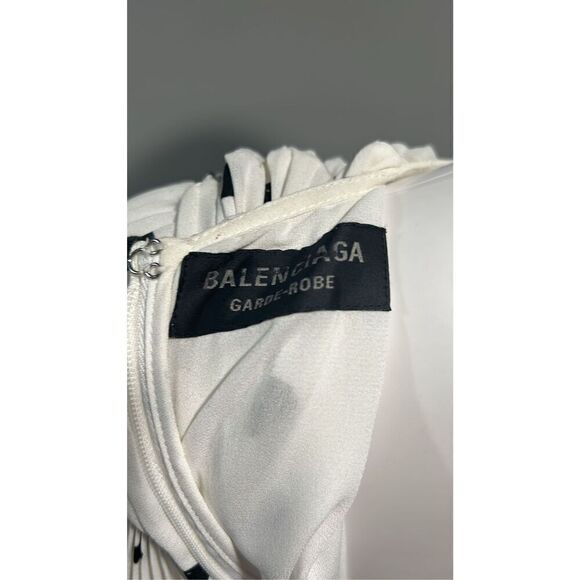 Balenciaga Pleated Polka Dot Crepe Midi Dress Size 6 (38) - Picture 11 of 15